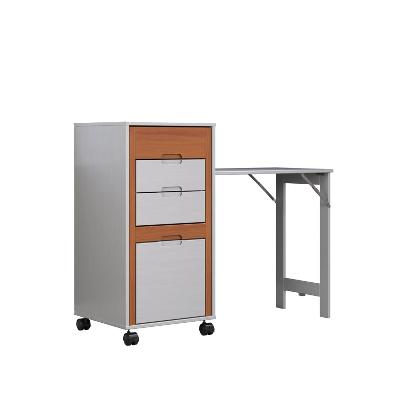 Solid Wood Writing Desk, White/Brown