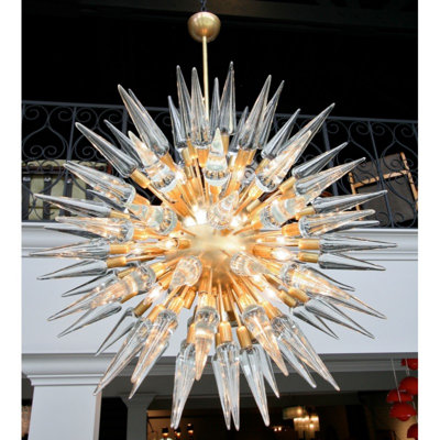 Light Sputnik Sphere LED Chandelier with Glass Accents, Cone Shape Glass Italian