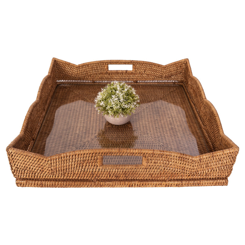 Landry Handmade Rattan Tray, Honey Brown