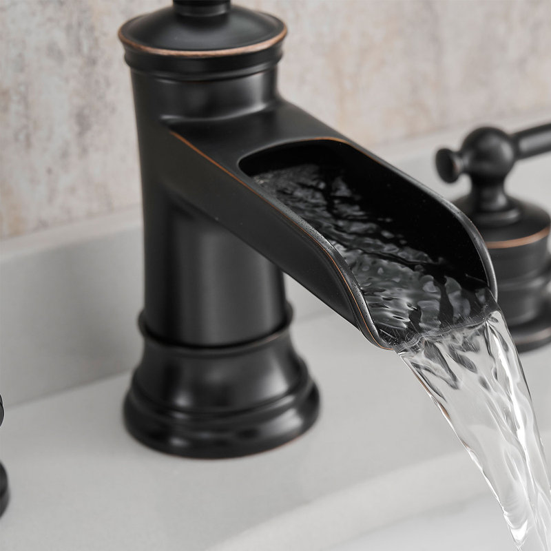 Chute d'eau 8 po Robinet pour salle de bain à poignée double en acier inoxydable, Bronze huilé