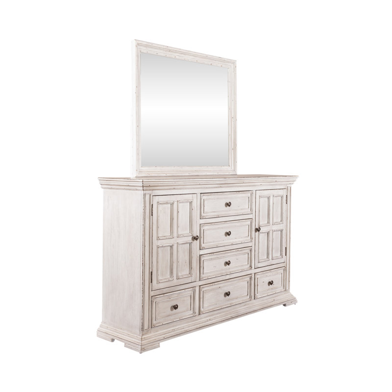 Temple Cloud Temple Cloud 6 Drawer Dresser with Mirror Set, White