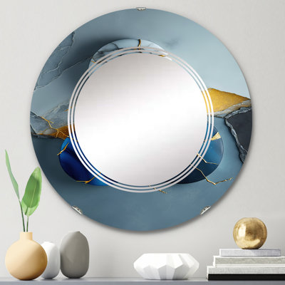 Phoebee Abstract Geode Blue IV - Miroir mural abstrait en marbre