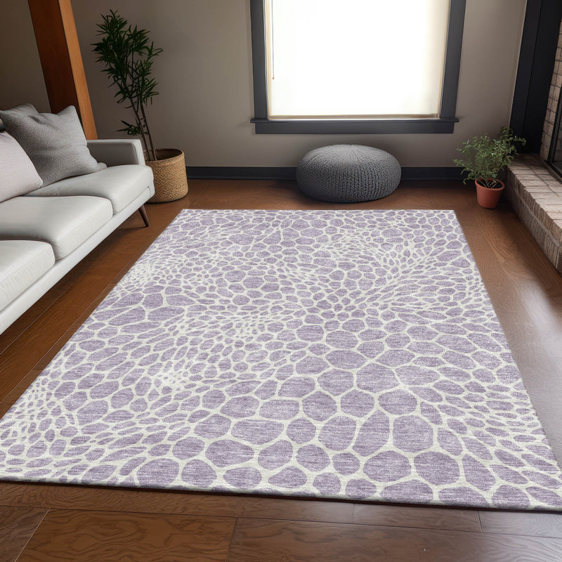 Premium Machine Washable Prisco Lilac Rug, Rectangle 9' x 12'