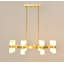 Lustre moderne en albâtre à 16 lumières et laiton satiné.-93962425