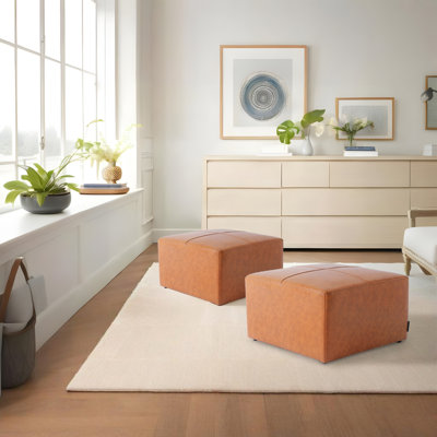 Hustle 56.1Cm Wide Genuine Leather Rectangle Footstool Ottoman