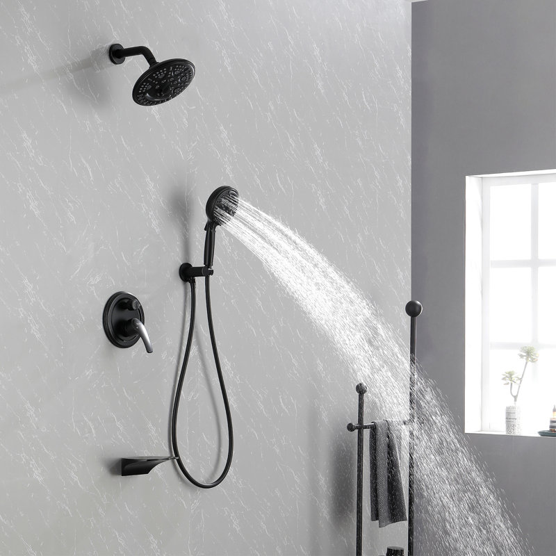 Complete Shower System with Rough in-Valve, Black