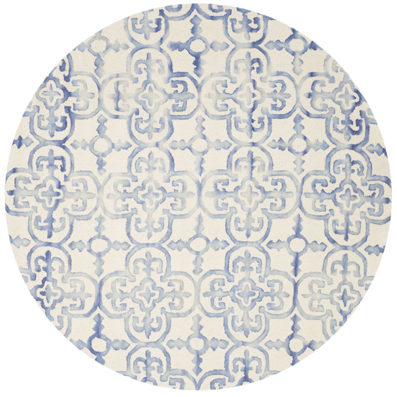 Carter Dye Hand Tufted Wool Ikat Rug, Round 7'