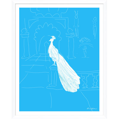«Delhi in Turquoise» par Dana Gibson - Peinture encadrée sur papier
