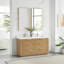 Meuble-lavabo double autoportant 60 po gris cendré délavé avec plateau en pierre de quartz blanc Allister-121696758-121696755