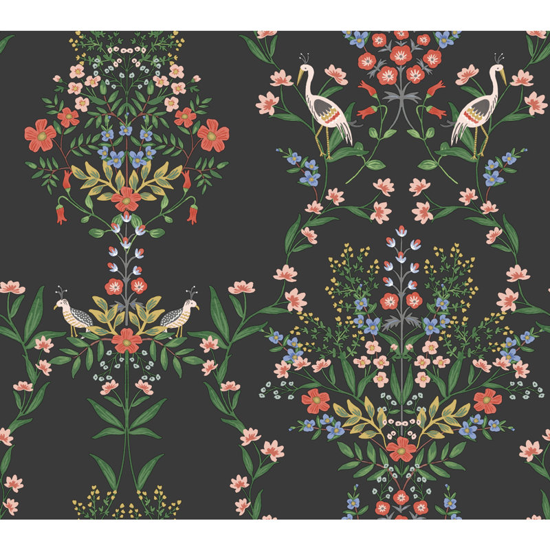 Luxembourg 27" L x 27" W Smooth Wallpaper Roll, Black