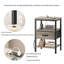 Multi-Functional Bedside Table With Charging Station & Adjustable Fabric Drawer-237815730