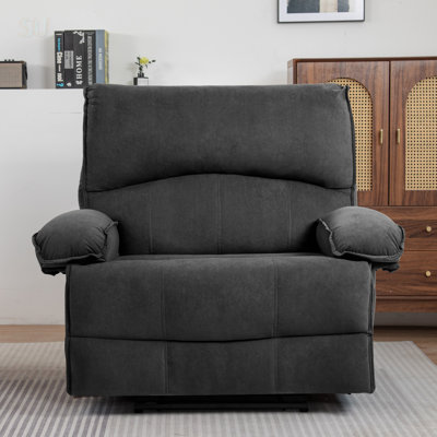 Oversized Manual Recliner Chair Sofa With Super Soft Fleece, Massage Pillow, And Generous Seat Width For Ultimate Comfort, Recliner