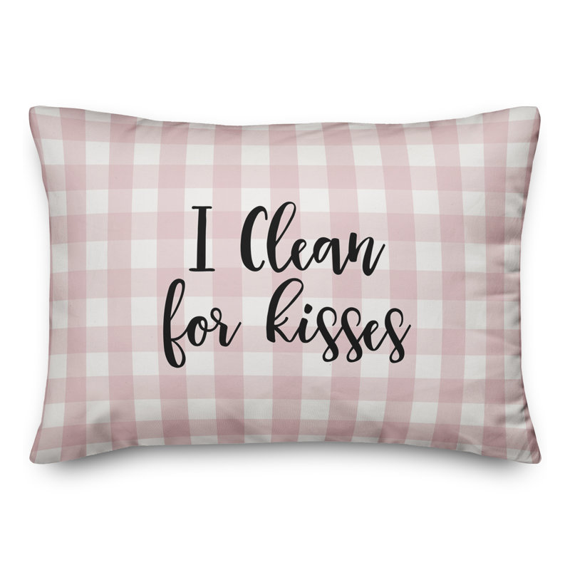  Coussin décoratif I Clean For Kisses, Noir / Rose