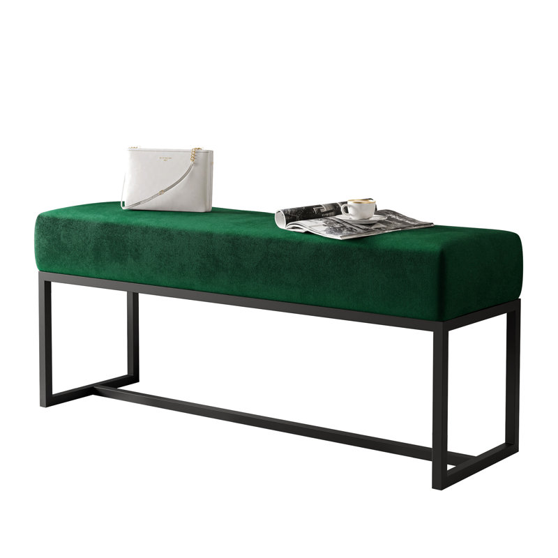 Leechburg Upholstered Bench - DISCONTINUED, 100 % Polyester Green, Black, 44cm H x 80cm W x 30cm D