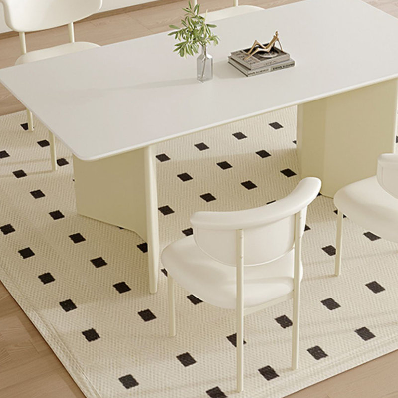 Ensemble de table de salle à manger rectangulaire de style crème., H 29,53 po x L 70,87 po x l 31,5 po
