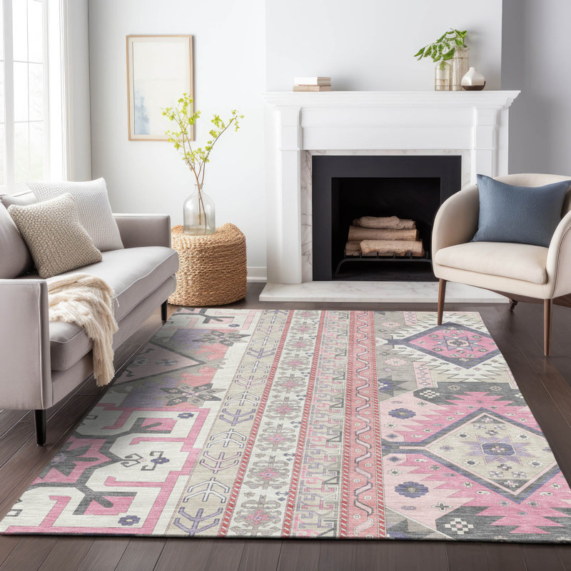 Tapis intérieur / extérieur rose Solara , 10 pi x 14 pi