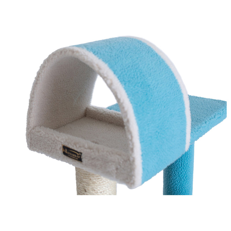 38-Inch Sky Blue Sisal Cat Tree with Tunnels and Steps