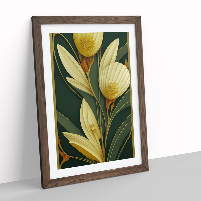 Classical Flower No.1 - Single Picture Frame Print, 64cm H x 46cm W x 2cm D, Walnut