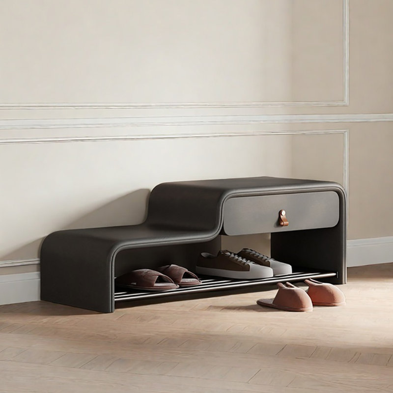 Banc à chaussures en cuir 47,2 po, Gris