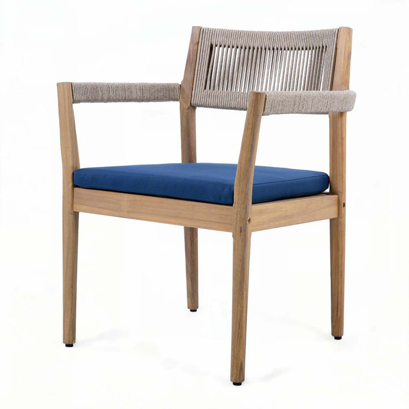 Acacia Wood Outdoor Dining Chairs, Navy