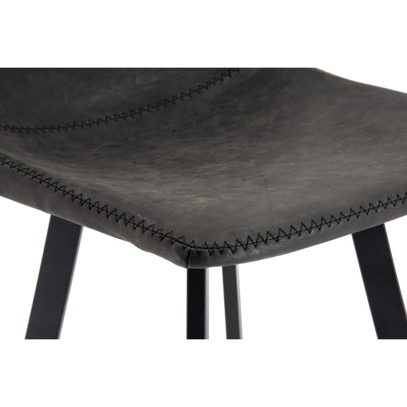 Upholstered Counter Stool, Charcoal Black