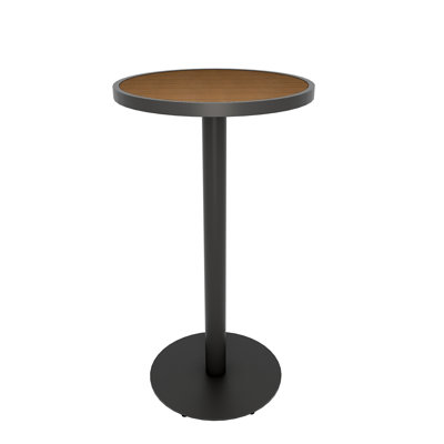 Table de bar d'extérieur ronde en composite teck péruvien 23,62 po x 23,62 po x 43,31 po