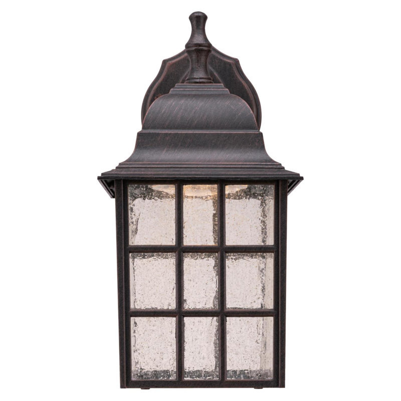 Lanterne murale d'extérieur à 1 ampoule intégrée à DEL Nazario, Patine délavée, H 12,25 po x l 6 po x P 8 po