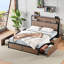 Lit en bois avec tiroirs Wood