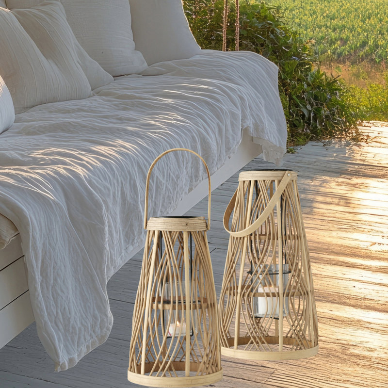 2 Piece Key West Cage Bamboo Lanterns