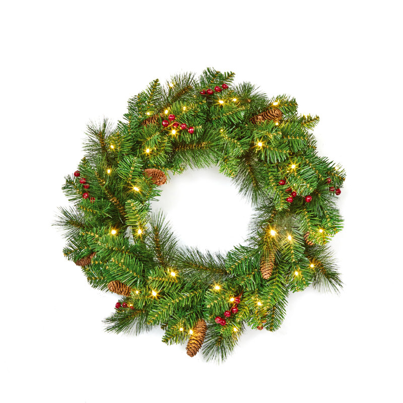 Faux Lighted 60cm Wreath