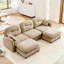 Canapé modulaire en U à 3 places en chenille avec design ergonomique, couleur chameau, 2 coussins décoratifs, installation facile, design-121046607-121046609