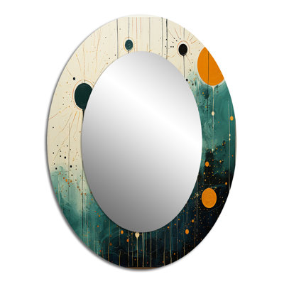 Oasis III : un havre de paix minimaliste et coloré d'inspiration Mid-Century - Miroir mural ovale moderne