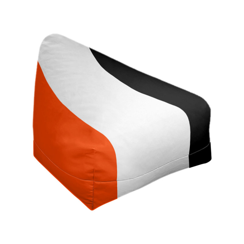 Bean Bag Cover, 42" H x 38" W x 2" D, Orange/White/Black