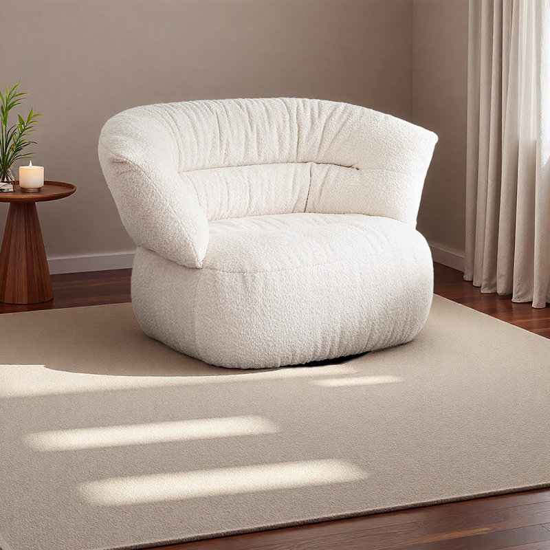 Cozy Swivel Accent Chair with flannelette Fabric, Beige