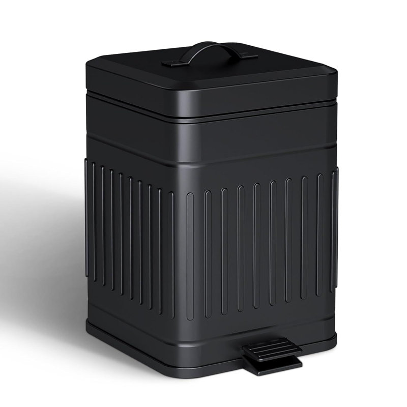 Steel Step On Kitchen Trash Can - 1.3 Gallons, Black