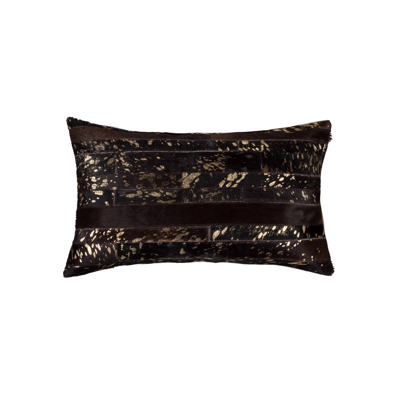  Coussin en cuir de vache, Chocolat, 12 po x 20 po