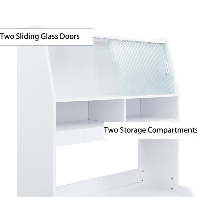 A Foldable Dining Table With A Top Cabinet And A Multi-Functional Sideboard, White