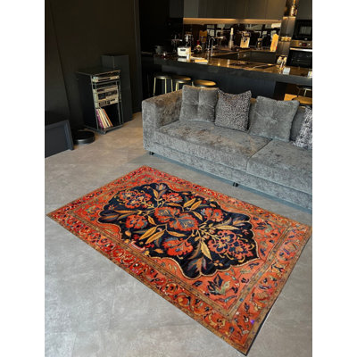 Paris Collection Orange Theme Traditional Motif Pattern Vintage Decorative Rug