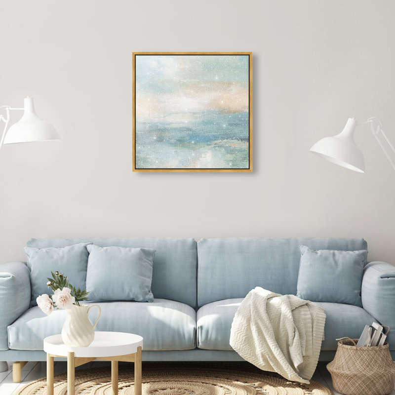 Turquoise Echoes II Canvas Abstract Print by Oliver Gal, Black Frame, 12 x 12, 25"H x 25"W, Gold Frame