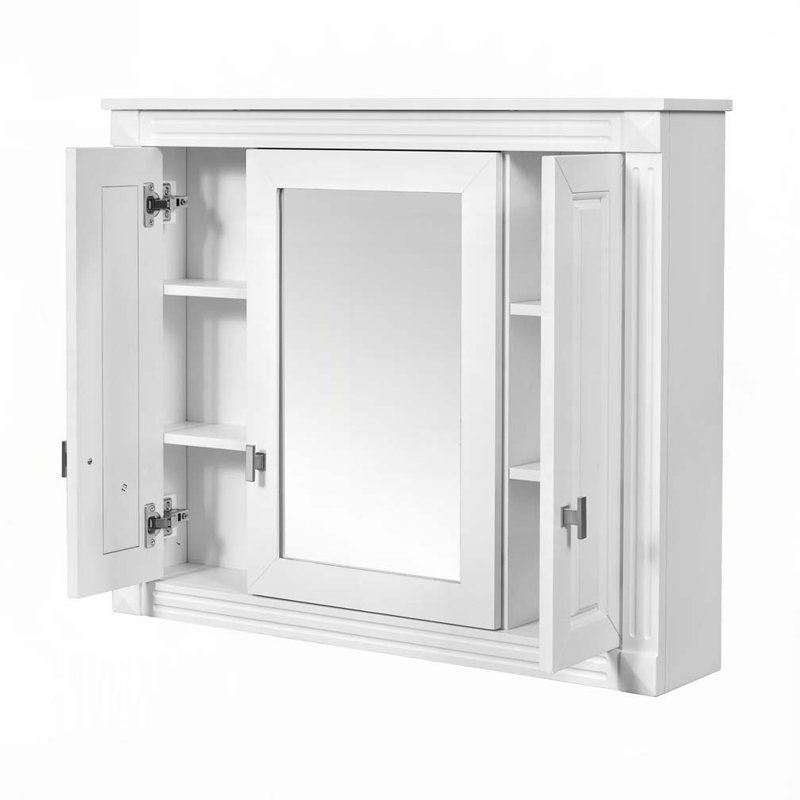 Armoire murale de salle de bain avec miroir, Blanc