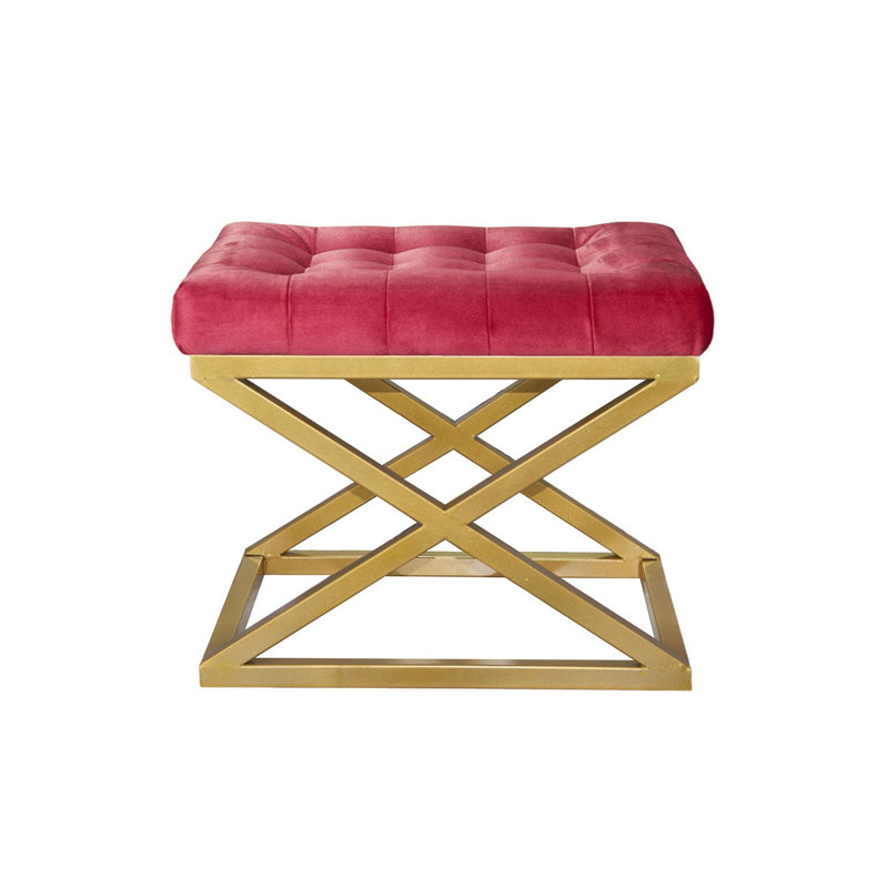 Pouf élégant avec structure en métal, doré, 19,7 po x 16,5 po x 15,7 po | Tissu 100% polyester, durable et confortable | Parfait pour le salon, la chambre à coucher ou la chambre de bébé, il ajoute une touche d'élégance et de polyvalence à tout 