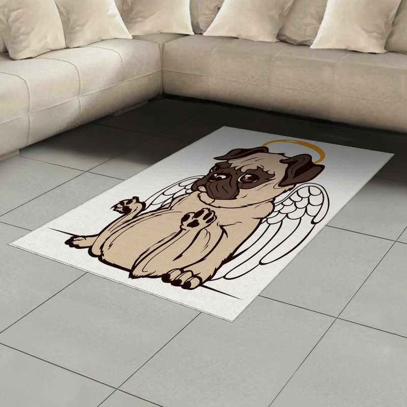 Pug High Density Long Fiber Poly Threads Decorative Area Rug Carpet, Rectangle 4' x 5'8"