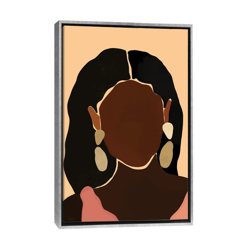 « Monae » par Bria Nicole-impression d’art graphique, Pas de tapis, H 26 po x l 18 po x 1,5 po, Toile avec cadre argenté