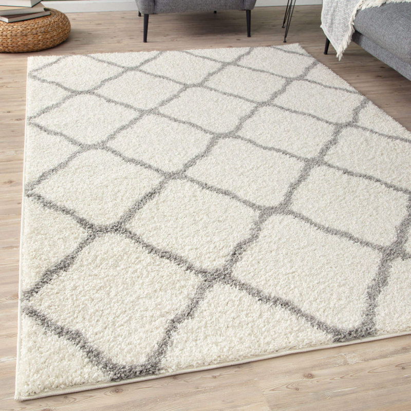 Myshaggy Collection Rugs Moroccan Design in Ivory, Rectangle 160 x 230cm