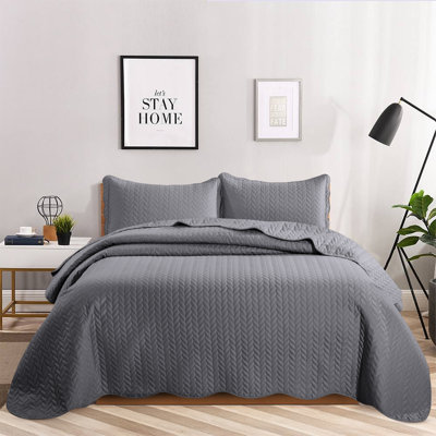 Embossed Microfiber Bedspread Set For King  – Oversized, Soft & Dust-Resistant, 3-Piece