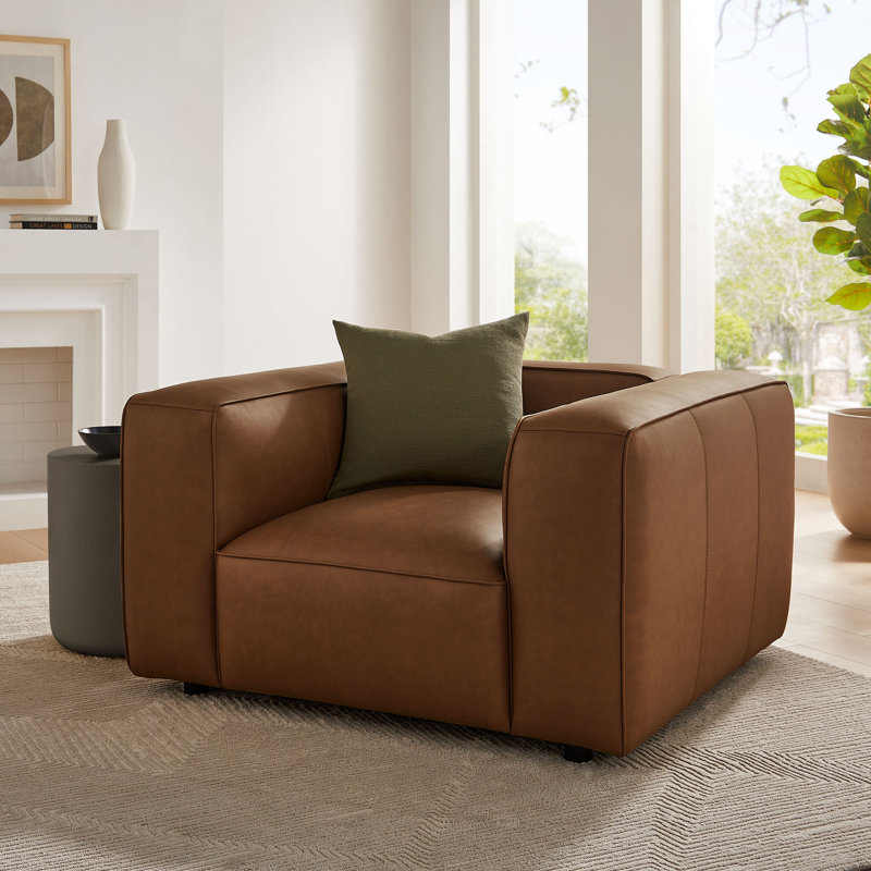 Fauteuil Auren, Cuir café vegan