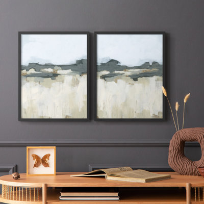 «Brushstroke Badlands I», reproduction encadrée de qualité supérieure - prête à être accrochée - aucun clou requis - aucun clou requis