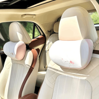 Car Headrest Pillow 2PCS Memory Foam Neck Support Bear and Bunny Design Pink Bunny -  ARMIJU, 32401