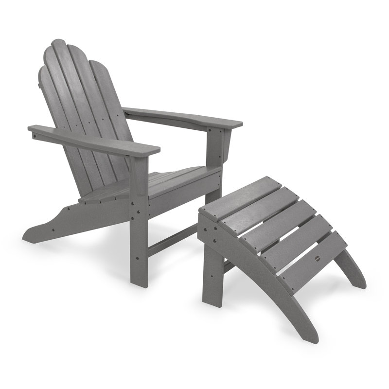 POLYWOOD Long Island Adirondack 2-Piece Set, Slate Gray