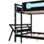 Lit superposé double avec deux bureaux de jeu intégrés, ports de bureau USB et organisateur de panneau perforé, cadre de lit de jeu pour joueur-133410361-133410358